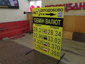 Штендер Обмен Валют с цифрами 1600х900 мм